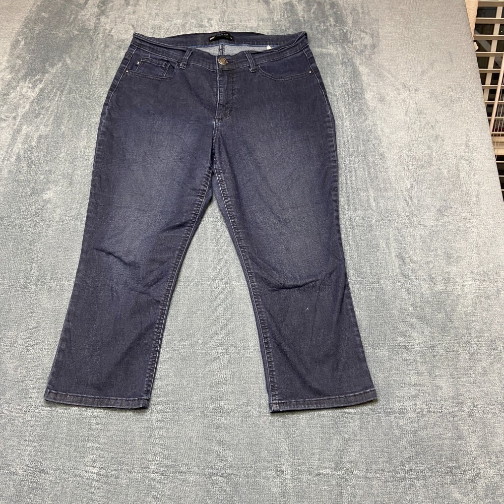 Lee Easy Fit Cropped Jeans Women 32x20 Blue Denim Cotton Stretch Streetwear Cozy
